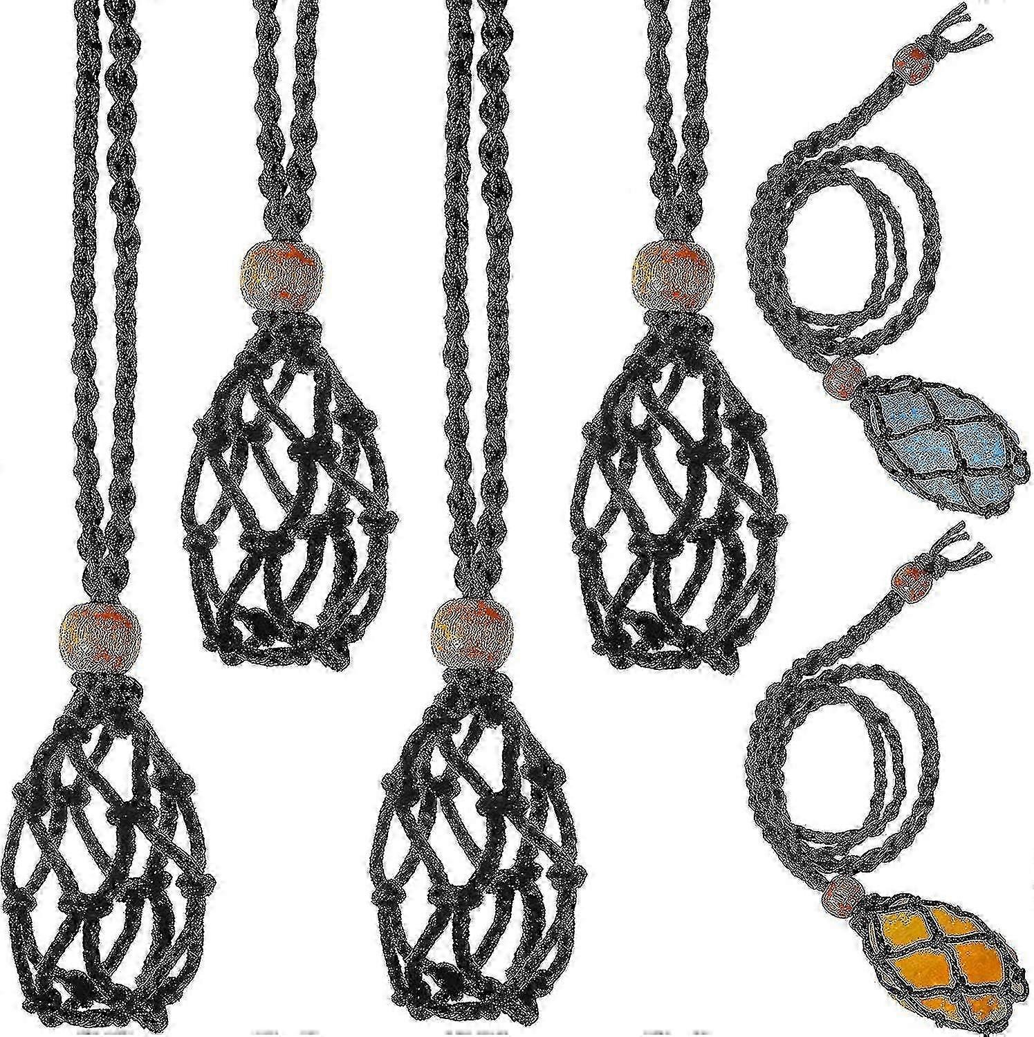 4 قطع كريستال قلادة الحبل فارغ حامل الحجر فارغة حامل الحجر استبدال قلادة حبل الكوارتز الحجر قلادة الحبل للحجر قلادة دي دعامة