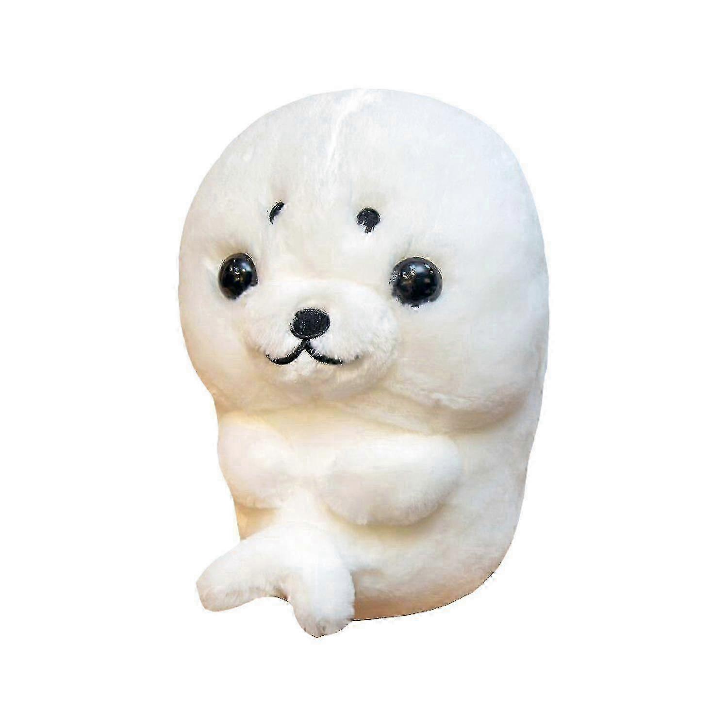 w Plush Puppet Sitting On Seal Doll Plush Toy Circular Rolling Seal Doll Children's Play Puppet Birthday Gift Color: White, Size: 32cm