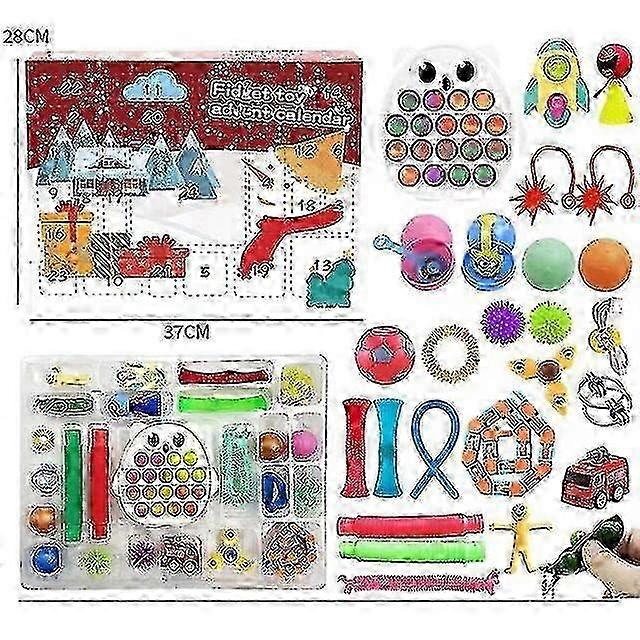 New Advent Calendar 2022 Christmas Fidget Toy For Kid Countdown 24 Days Xmas Toys Set Push Bubbles Box Pack Gift