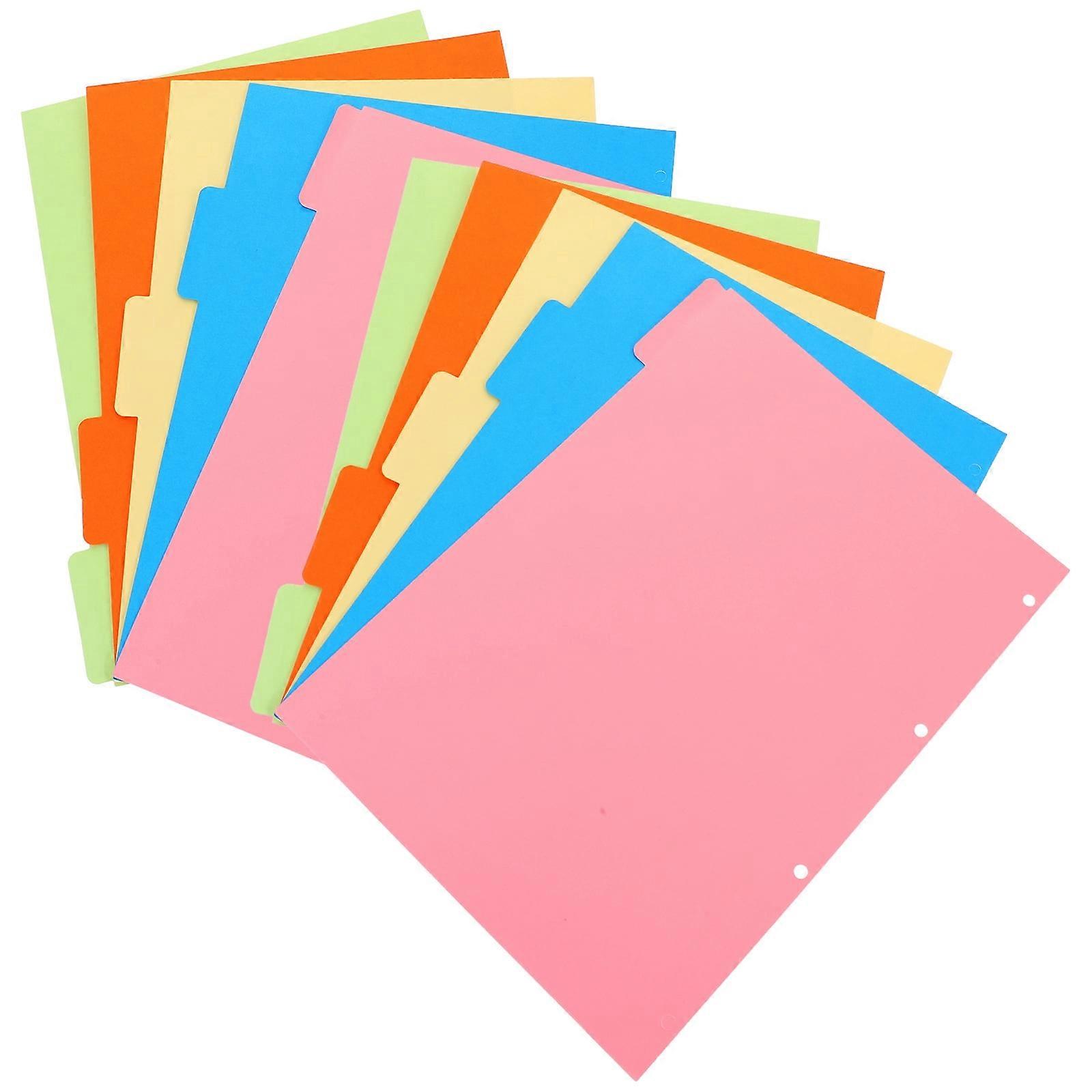 2 Sets Colored Binder Dividers 4-holes Loose Leaf Notepad Tabs Dividers Practical Notebook Index Pages A4