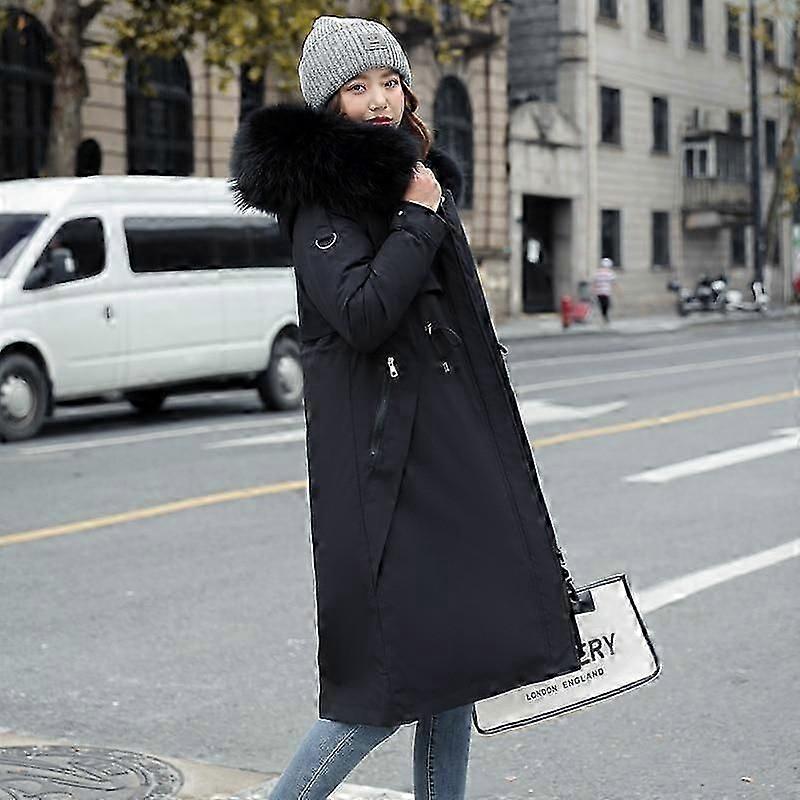 Chic Women Winter Long Liner Detachable Hooded Windproof Coat Outwear Overcoat Oversized Puffer Jacket Cotton Padded Parkas
