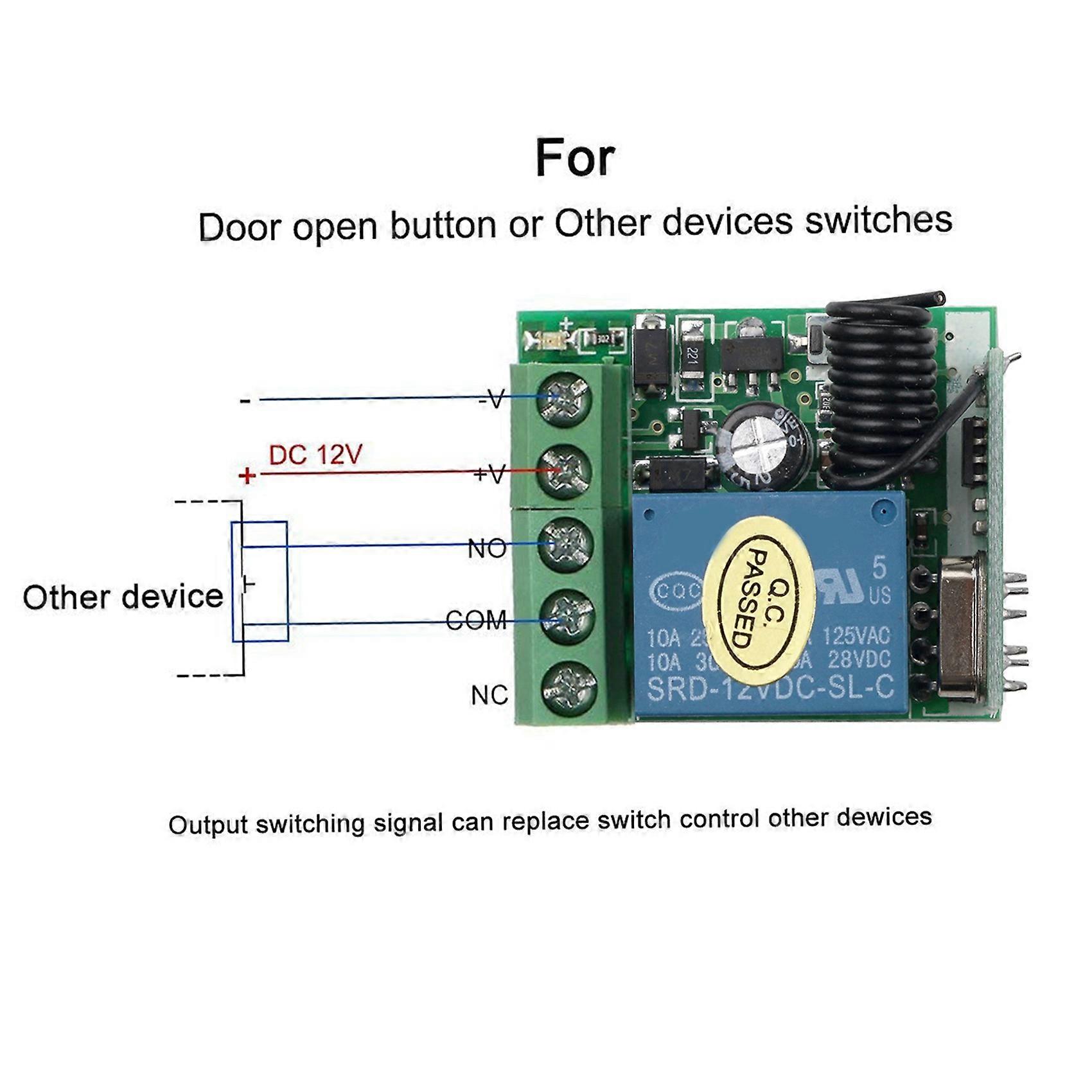 5X DC 12V Single Channel Relay Module Universal Wireless Switch RF Relay Receiver + 2 CH Remote Controller