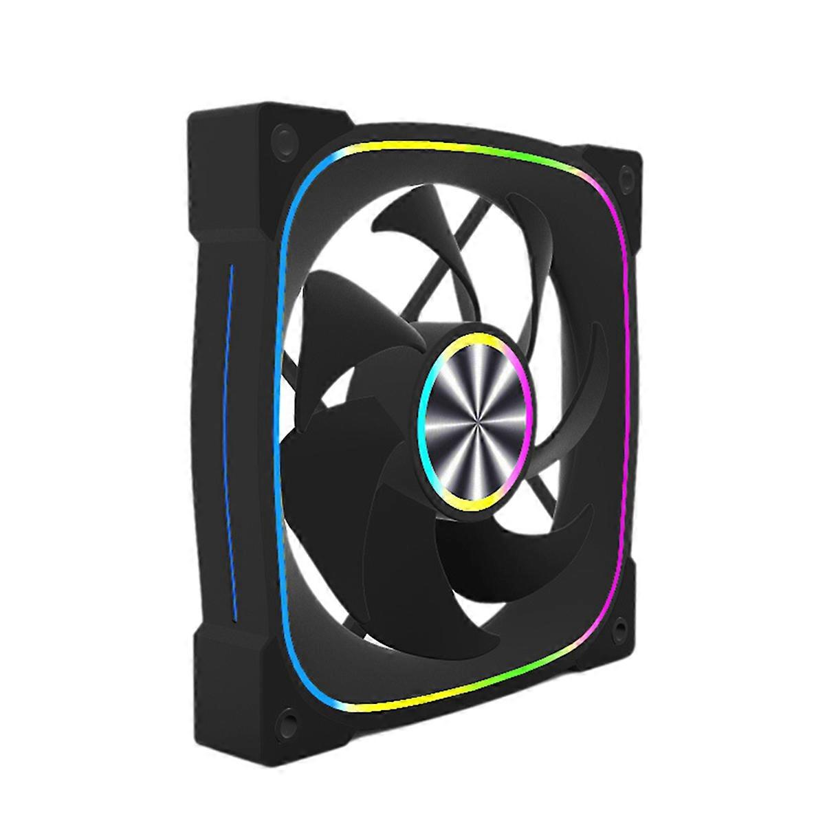 ARGB Chassis Fan Desktop Case Cooling Fan 12cm Temperature Controlled Silent PWM 5V 3-Pin Case Fan Black
