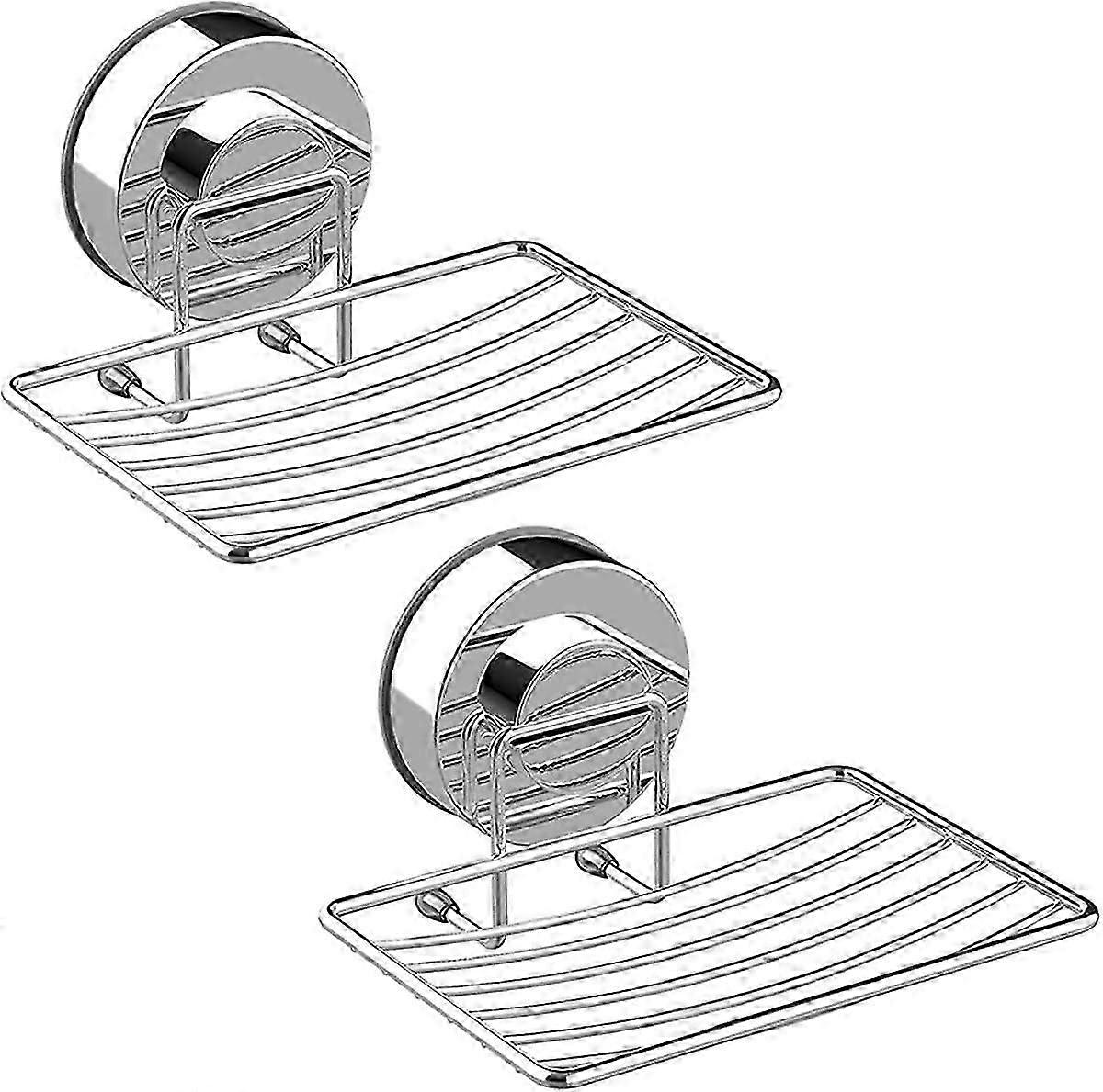 2 pakke sugekopp såperett 304 rustfritt stål svampholder holdbar oppbevaringsbrett for bad