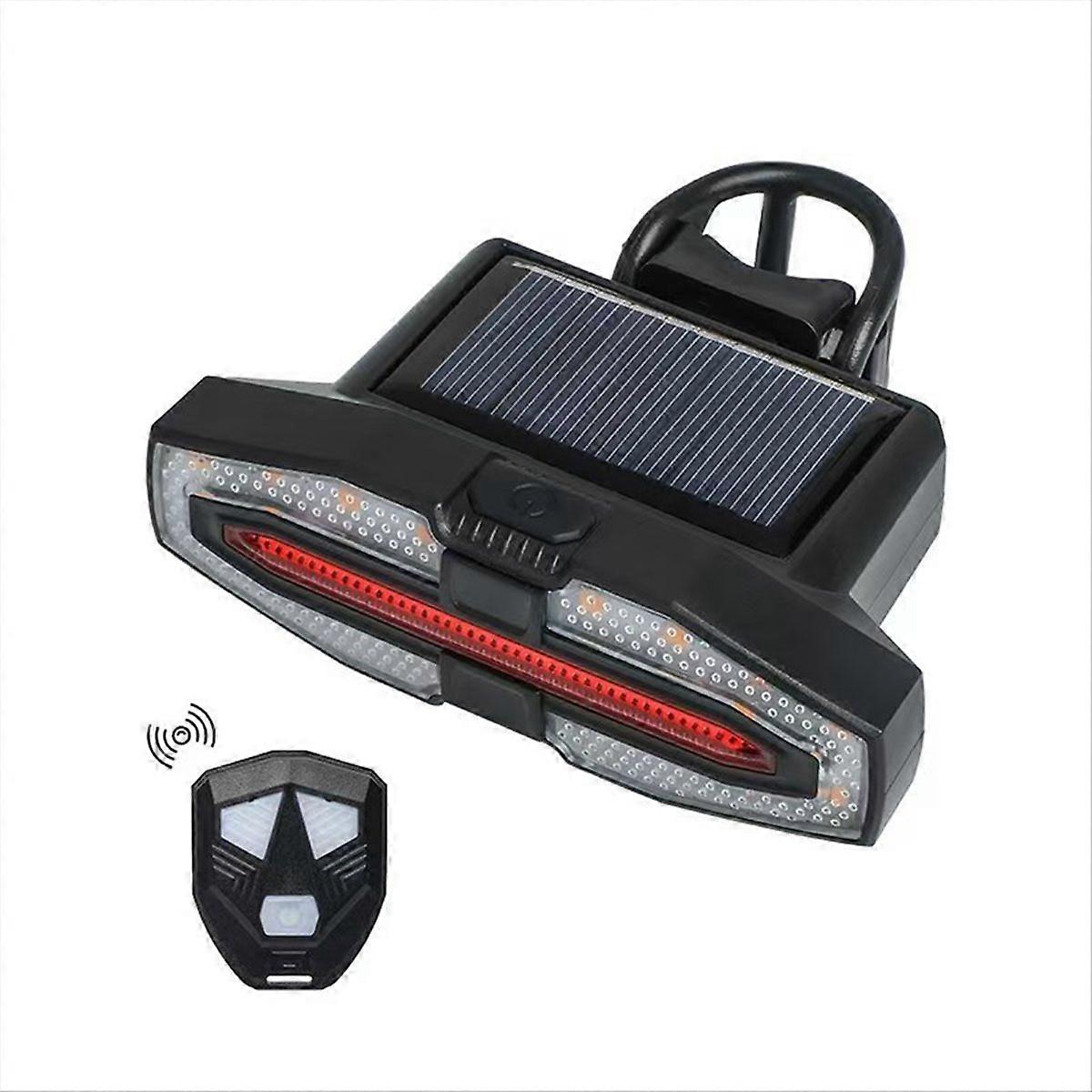 Solar Bike Tail Light with Turn Signals Warning USB Rechargeable