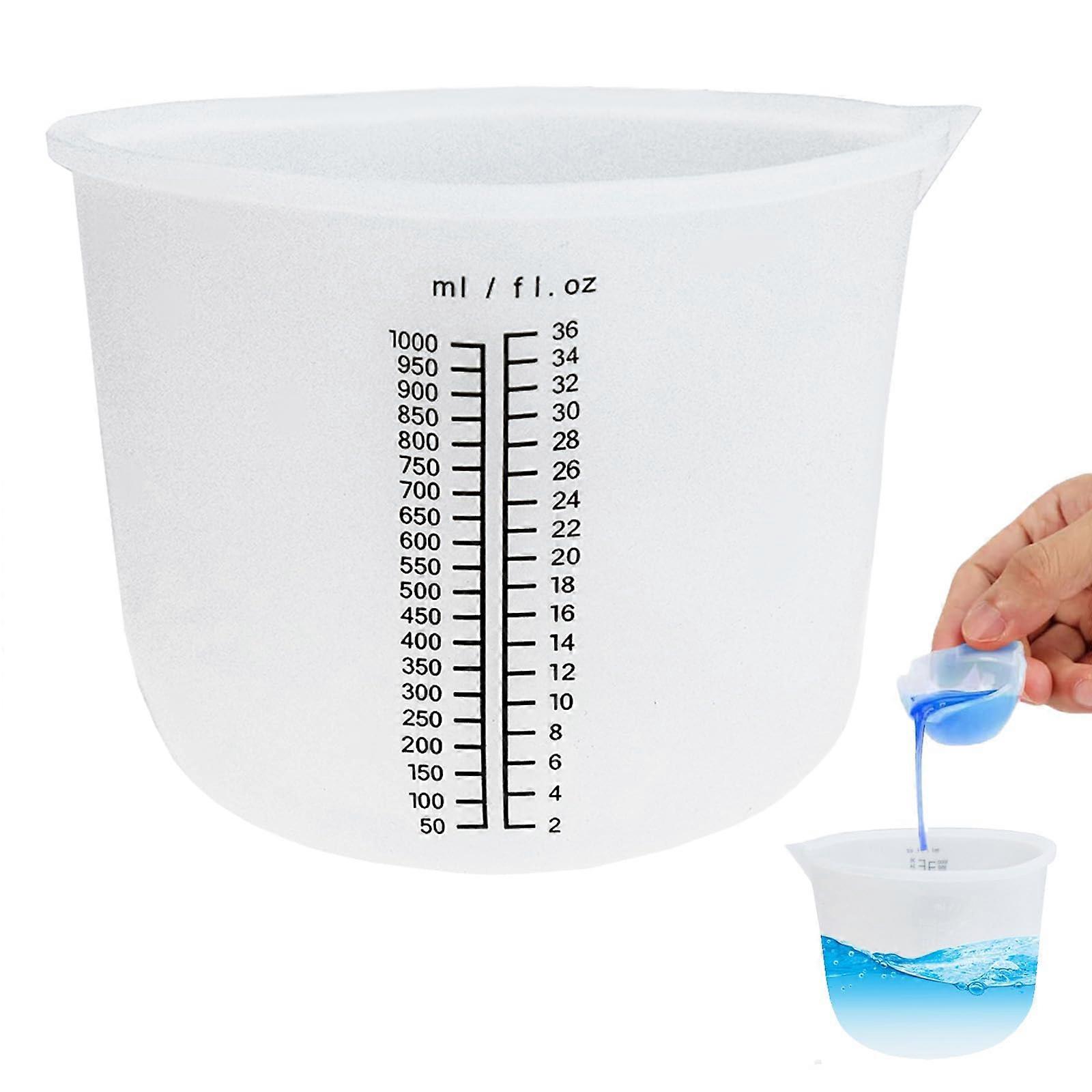 1000ml Silicone Measuring Cup for Epoxy Resin with DualSide Scale and Drip Spout for Crafts