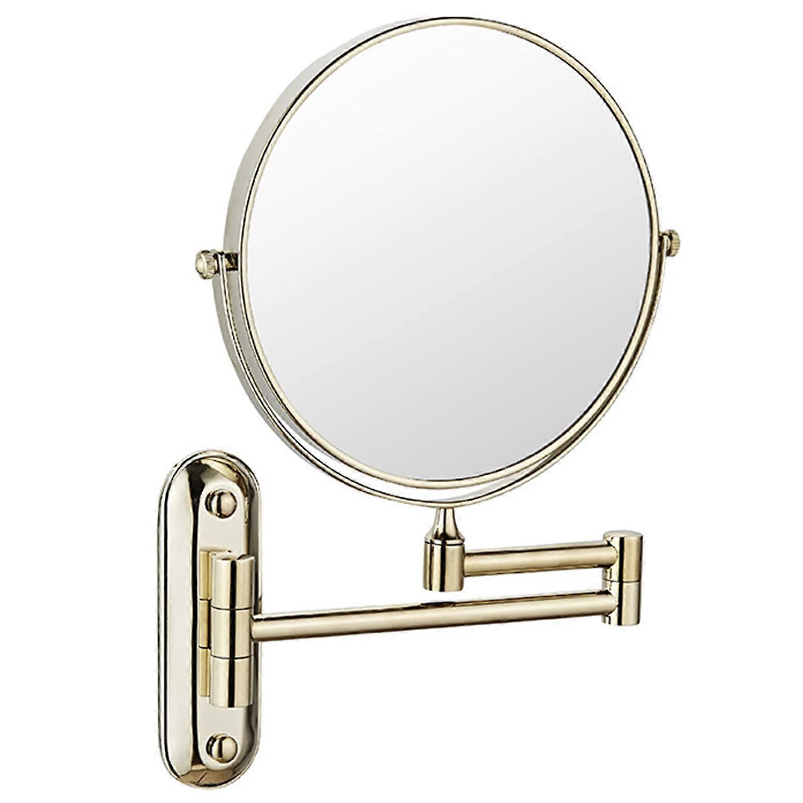 Wall Mounted Makeup Mirror 8 Inch Double Sided 5X 7X Magnifying Brass 360° Rotating Vanity