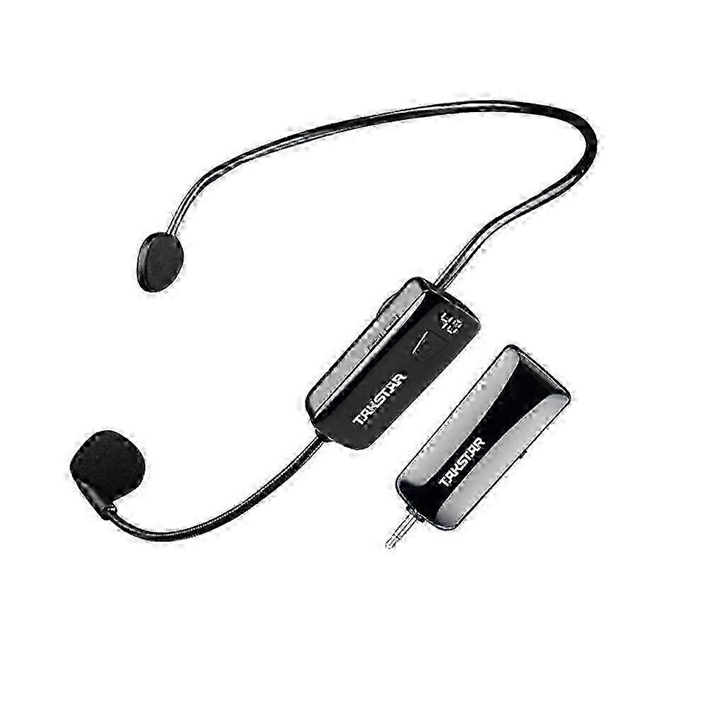 Wireless Headworn Microphone with Display for Professional Use, UHF Rechargeable Headset and Receiver Set.