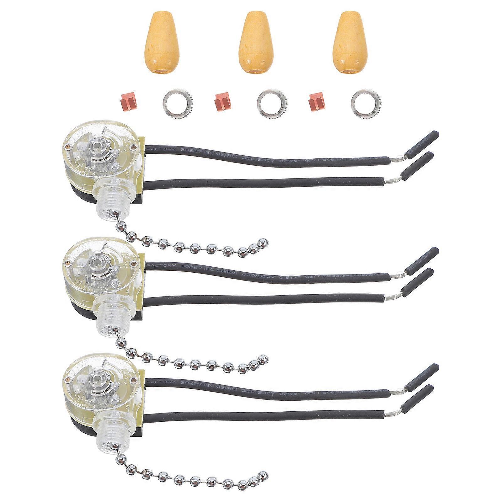 Ceiling Fan Pull Chain Switch Replacement for Lighting 3Pcs Silver ABS