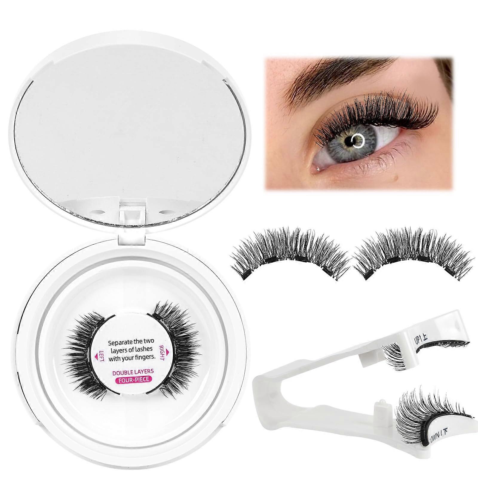 Magnetic Eyelashes with Applicator, Glue Natural Lightweight Waterproof Reusable Lashes Kit (1 Pair)