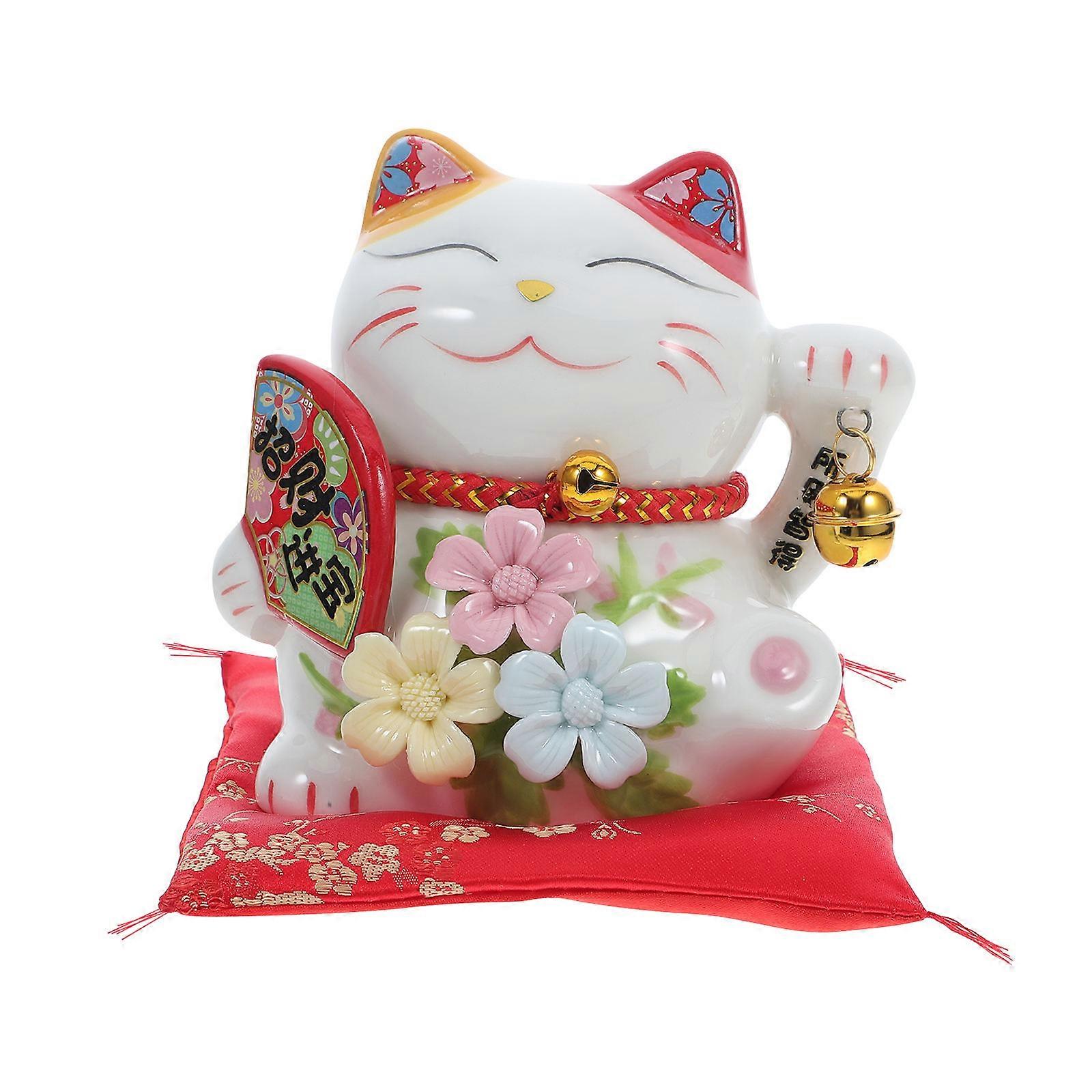 Ceramic Maneki Neko Piggy Bank for Good Luck with Design