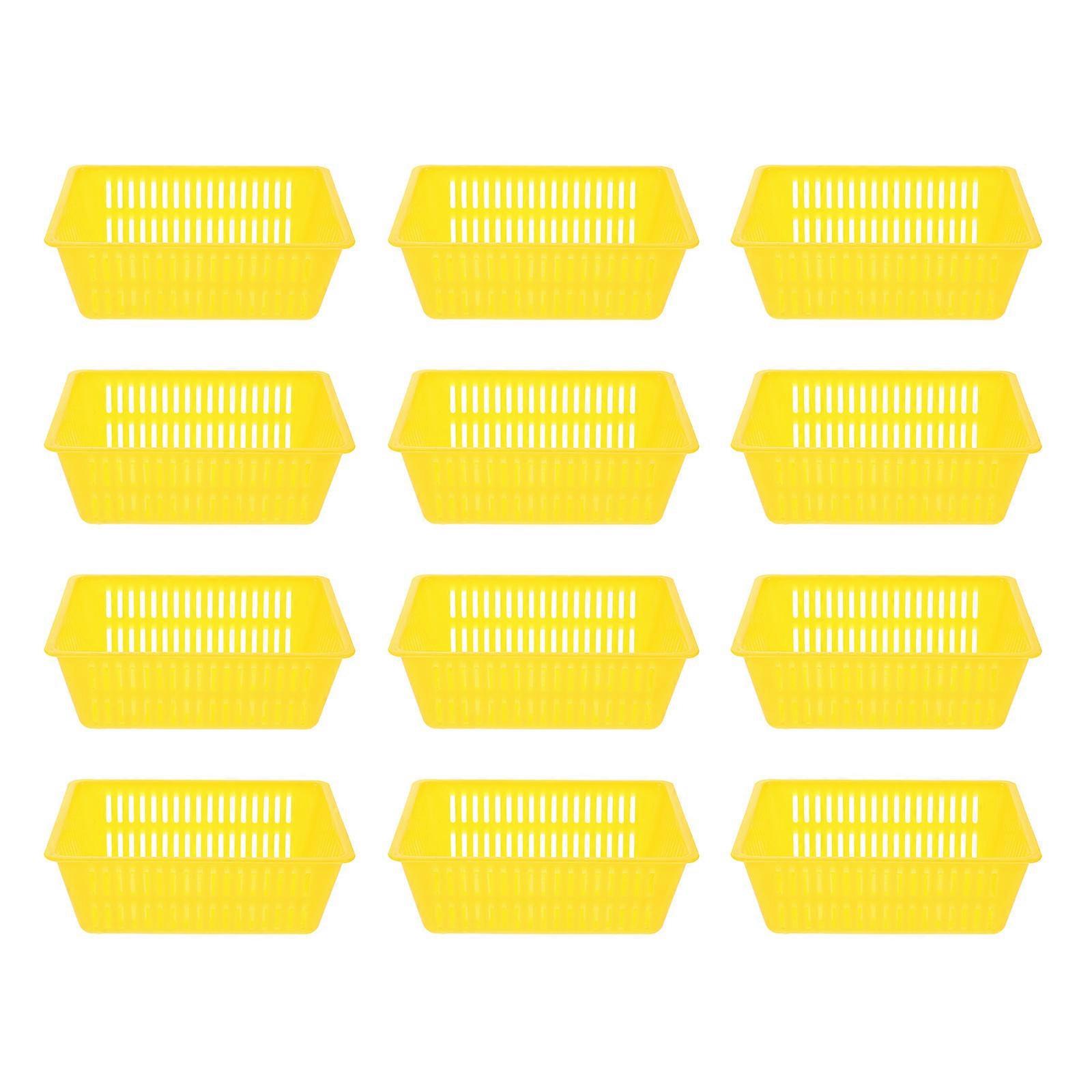 Yellow Small Plastic Basket for Coin Storage 12Pcs Practical Desktop Organizer