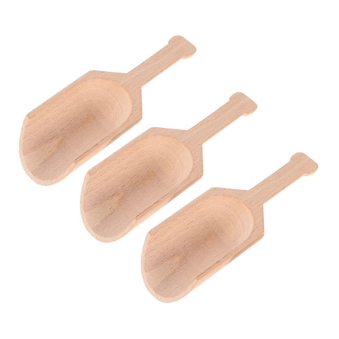 3pcs Wooden Tea Spoons with Ergonomic Handle Multipurpose Scoops for Bath Salts Spices Sugar