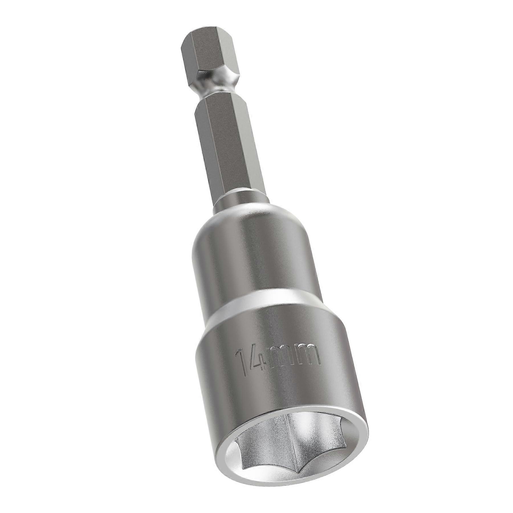 14mm Magnetic Nut Driver Bit 1/4 Inch Hex Shank Impact Nut Setter 65mm CrV for Drill