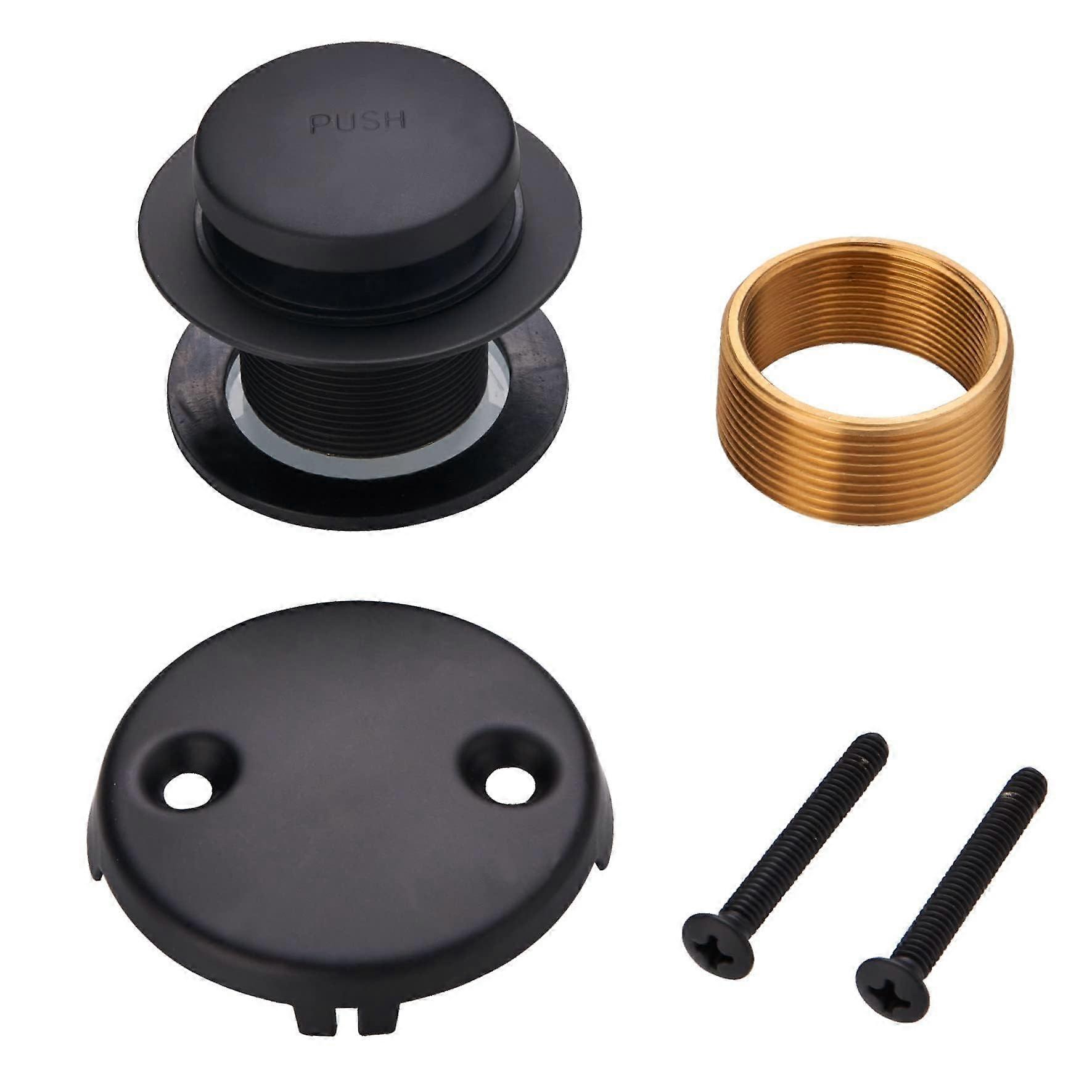 Matte Black Bathtub Drain Kit with PushtoOpen Operation and 2Hole Overflow Assembly