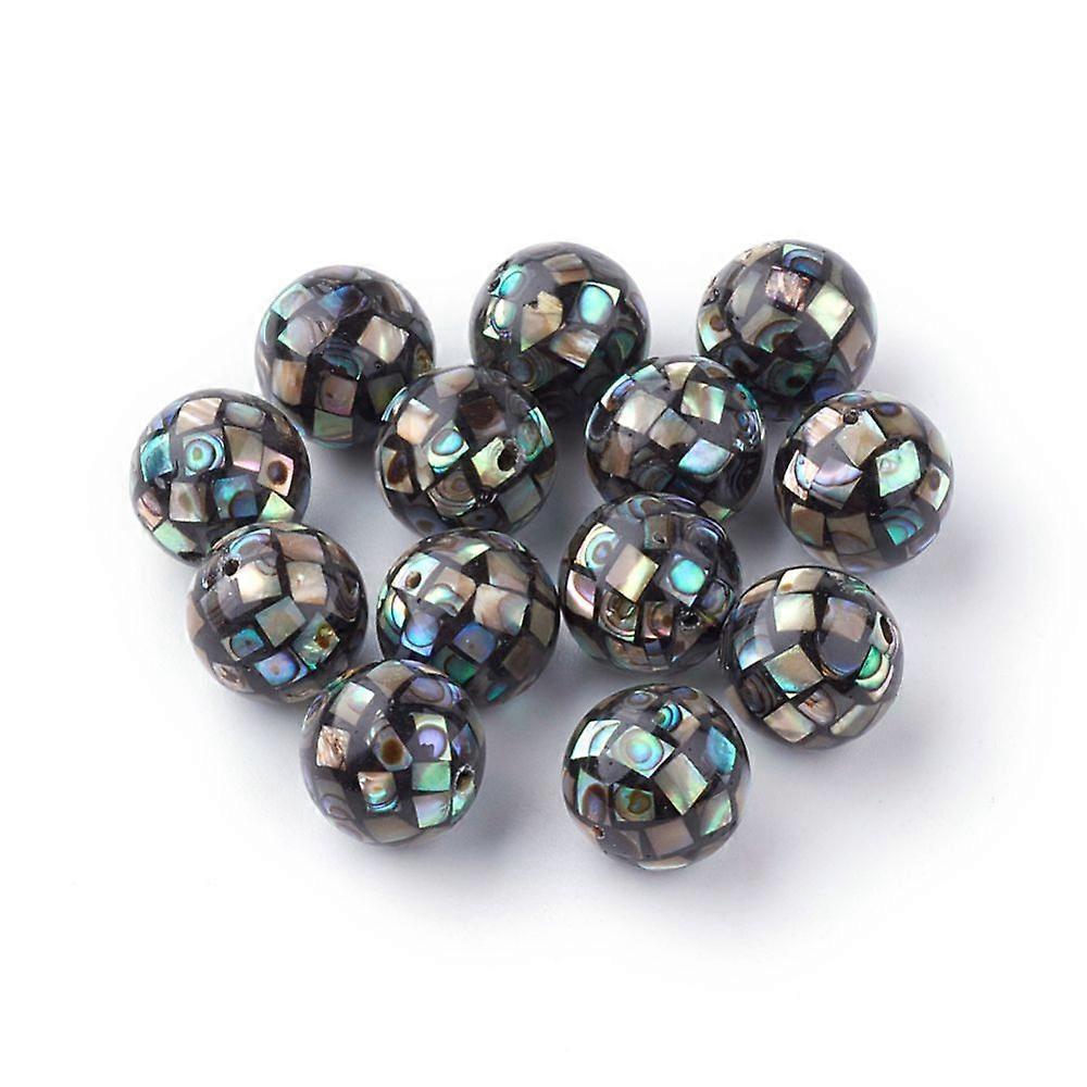 Natural Paua Shell Beads Round Black 10mm Hole: 1mm