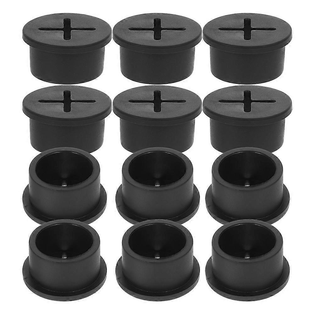 Black Dustproof Plug Rubber Desk Hole Cover for Cables 20Pcs