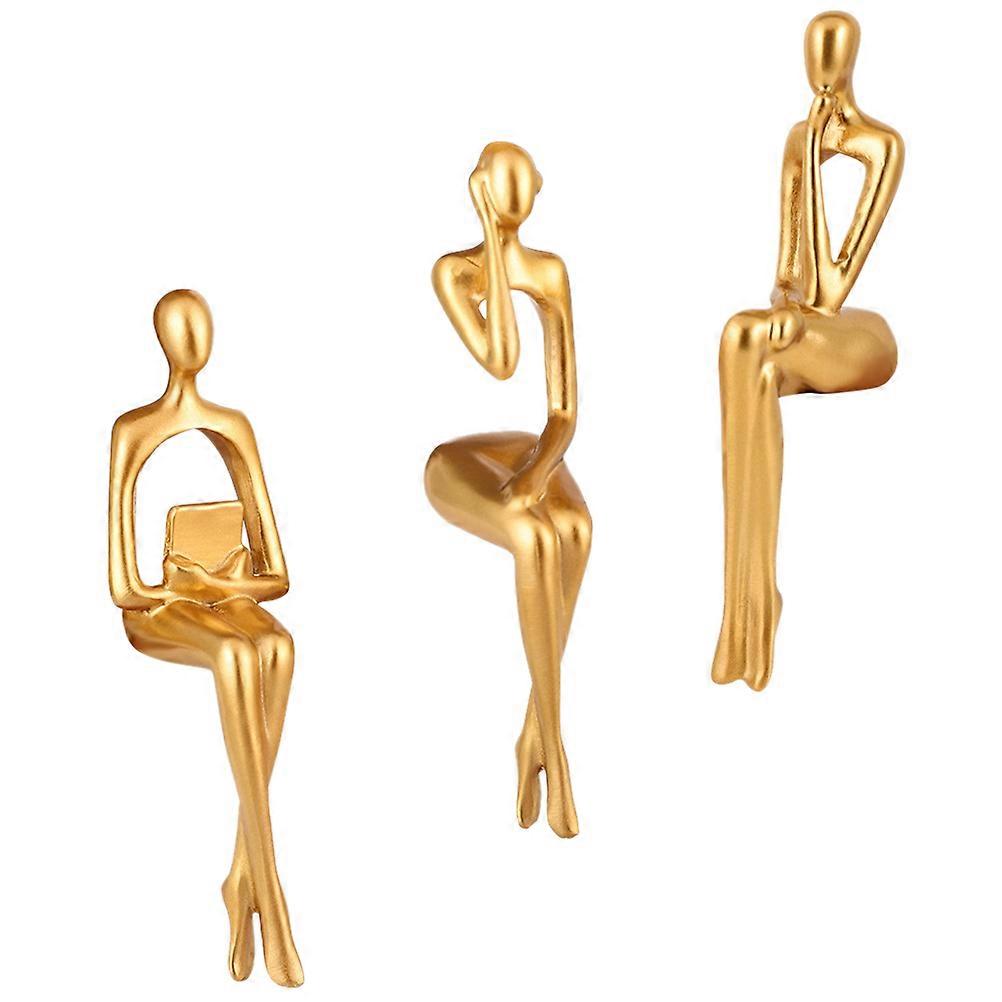 Abstract Thinker Sculpture Resin Decoration for Decor 3Pcs Statue Set
