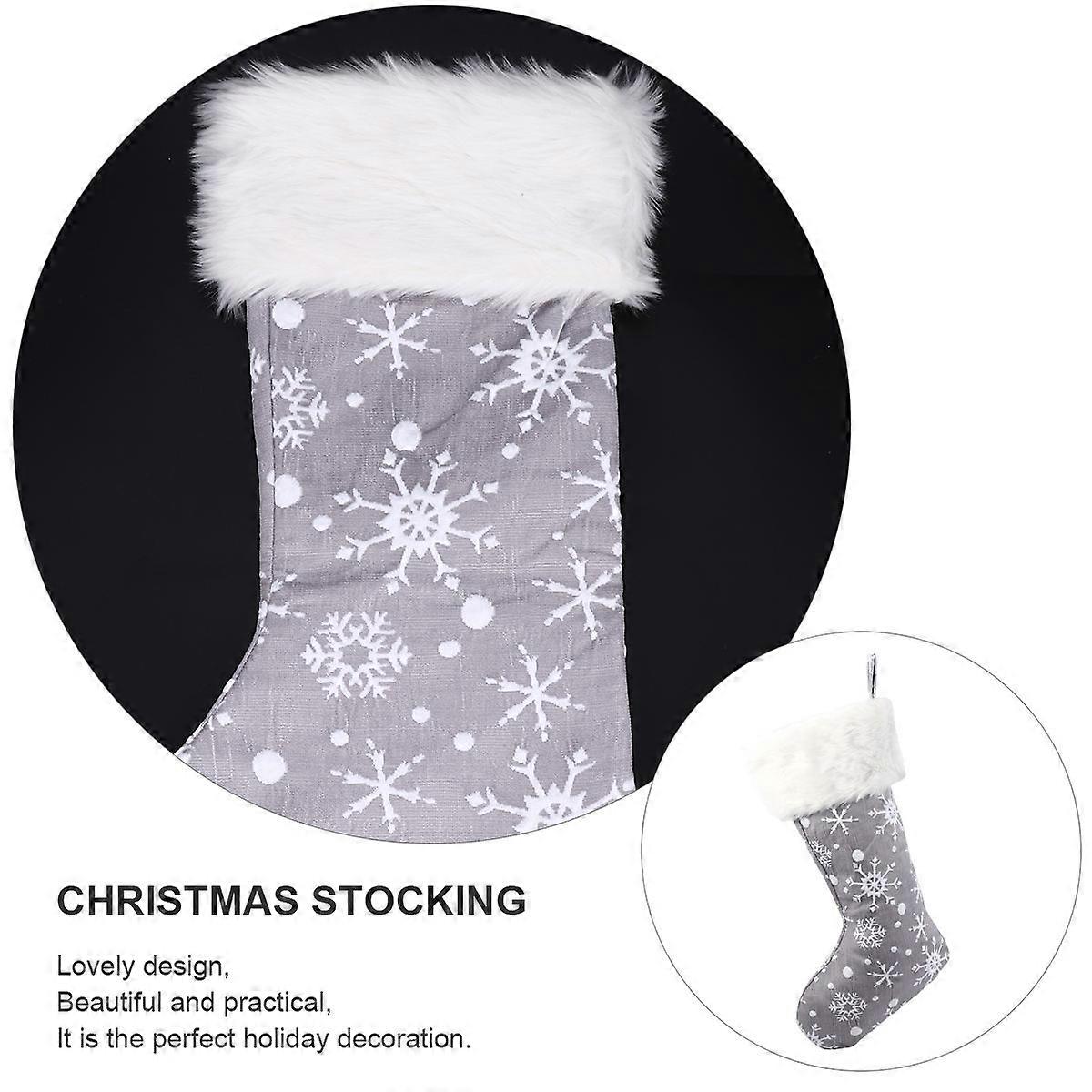 Christmas Stocking Candy Sock for Decor Grey Creative Gift Bag