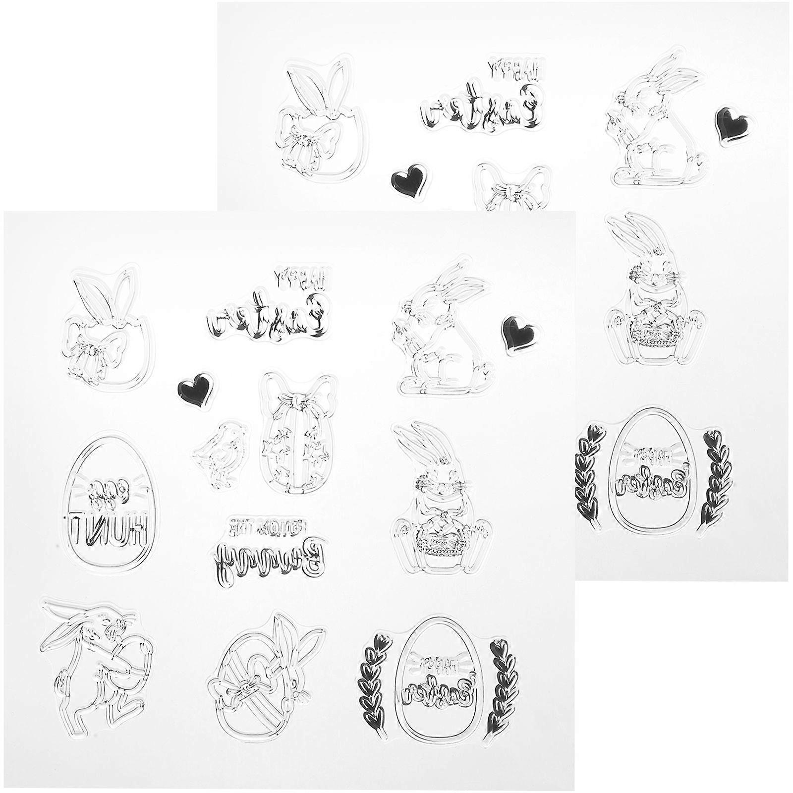 2pcs Easter Bunny Clear Stamps for Cards Making Decoration DIY Scrapbooking