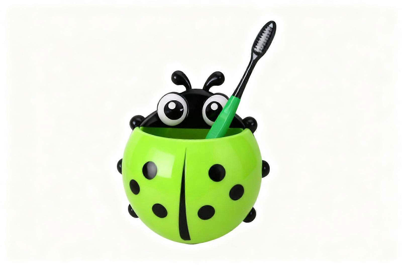 Wall Mounted Toothbrush Holder with Strong Suction Cup, Cute Ladybug Design and Large Capacity