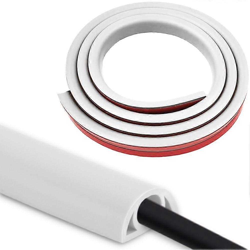 Cable Management PVC SelfAdhesive Cable Protector White Flexible Floor Cover 2m for Home Office