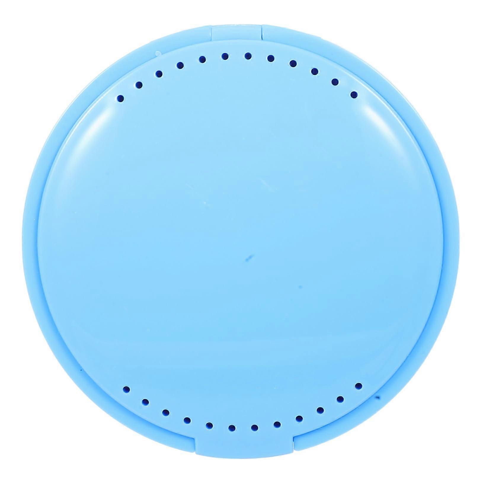 Retainer Case with Builtin Mirror, Secure Spacious Denture Storage Box for Travel, Sky Blue