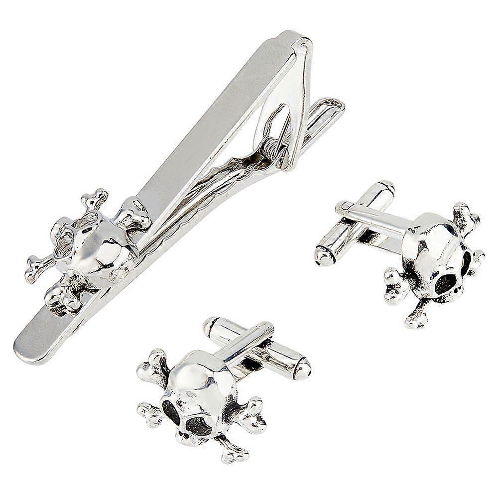 1 sets Alloy Tie Clips Cufflink for Men Platinum 64.5mm