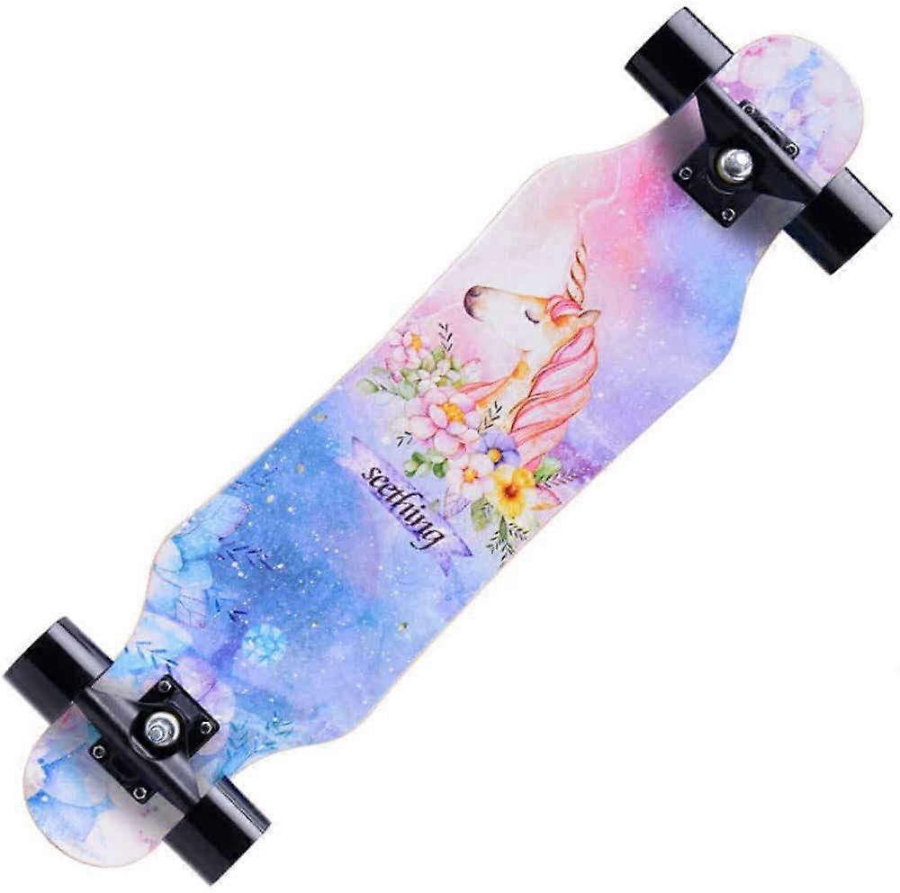 Longboard Skateboard Drop Through Cruiser with 7Layer Maple Deck 31x8 Inch for Teens Beginners