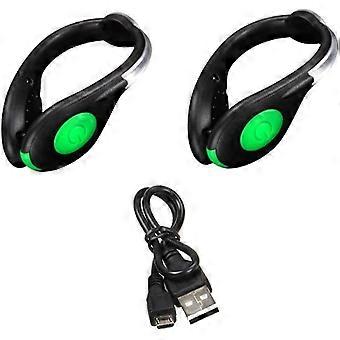 Shoe Clip Light Usb Rechargeable Night Running Equipment Safety Rainproof Jogging Flashing Outdoor Equipment Clip Light (green) (2pcs)