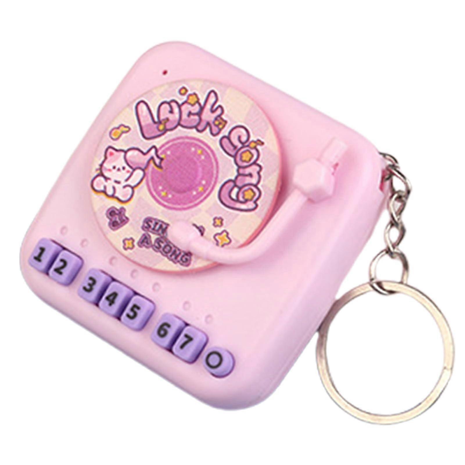 Mini Phonograph Keychain with Sound, Retro Gramophone Design, Interactive Dual Play Modes, Purple