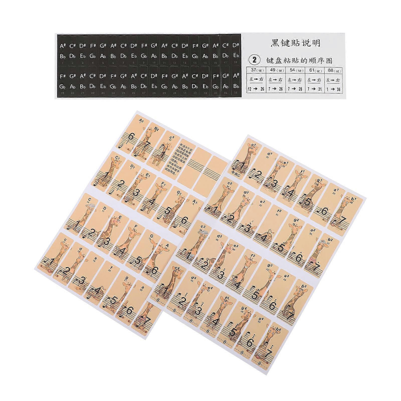 Introductory Piano Keyboard Stickers Set for Practice 1Set Yellow Paper Decals