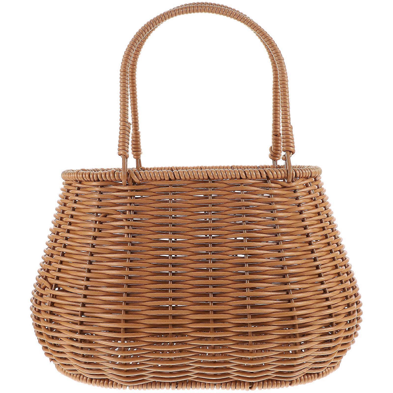 Shopping Basket Woven Basket with Handle for Home Storage Practical Use