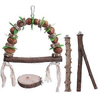 Ensemble de 4 jouets perroquet en bois pour enfants.