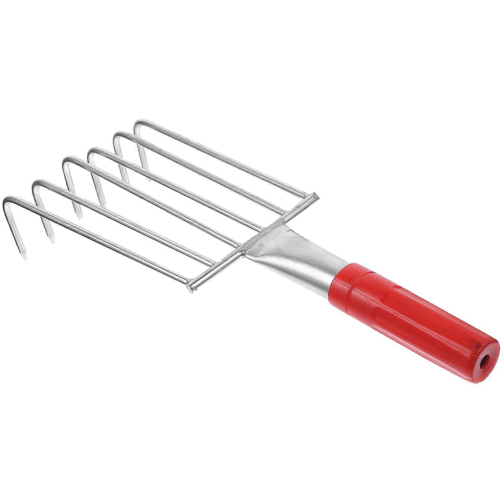 Stainless Steel Hand Rake for Beach Shell Digging Silver Durable Tool