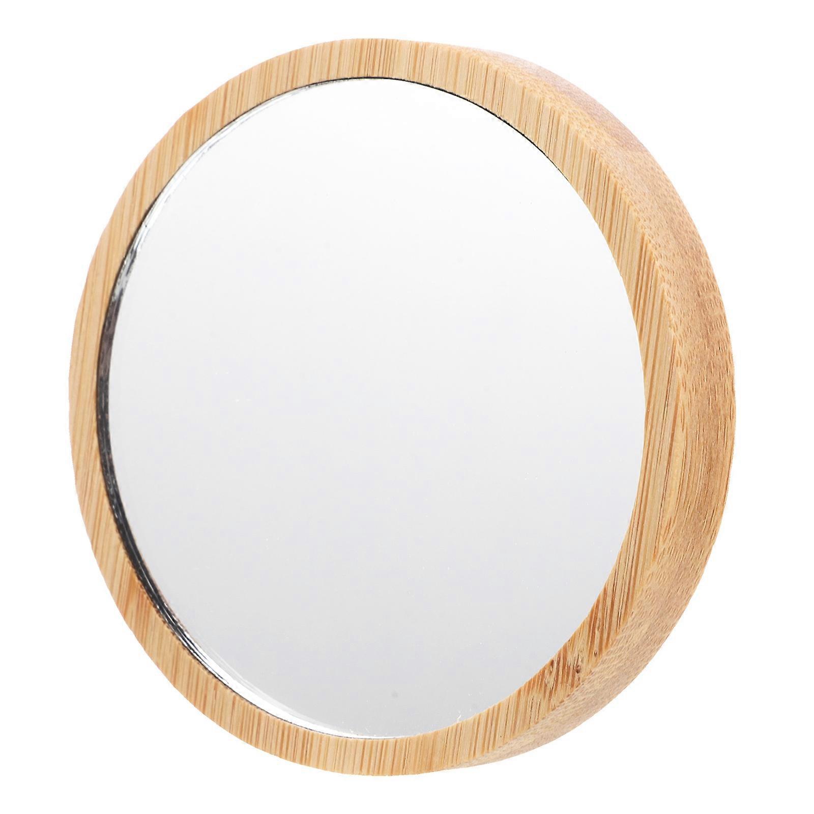 Small Compact Bamboo Mirror Handheld Makeup Mirror for Travel