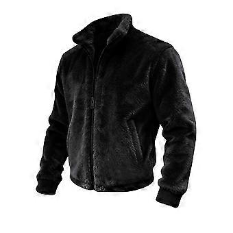 Chaqueta polar de invierno para hombre - Cárdigan informal con cremallera de color liso, negro, XL
