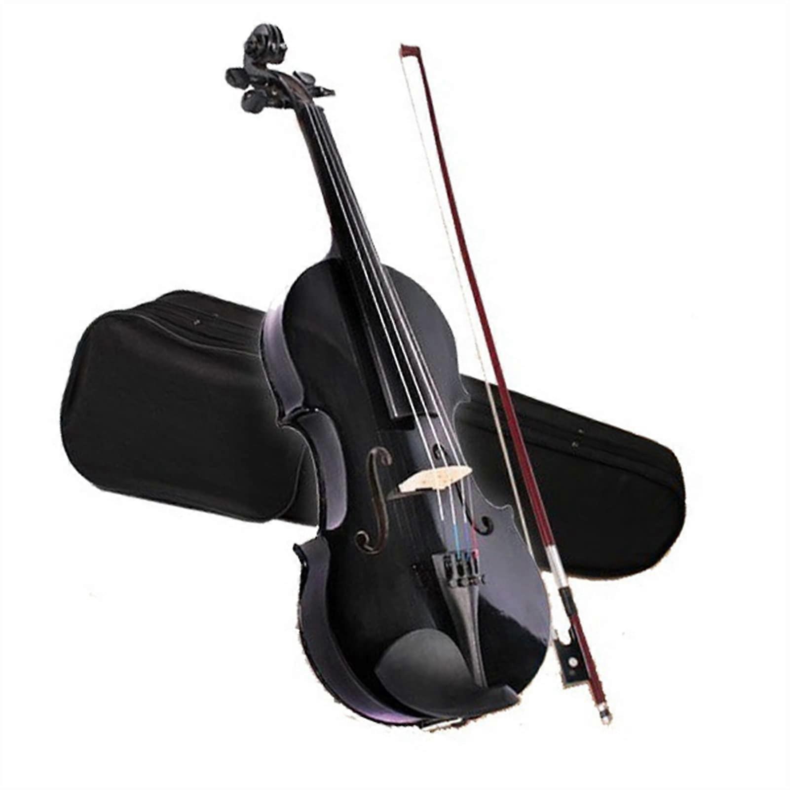 Black Maple Student Violin 3/4 Acoustic with Case and Bow, Durable Maple, Multiple Size Options