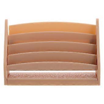 Estante de plástico bege para casa de bonecas, ideal para exibir revistas e livros.