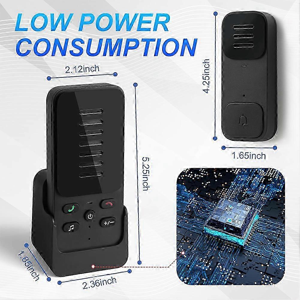 Wireless intercom doorbell, two-way audio, 6 ringtones, compatible with elderly.