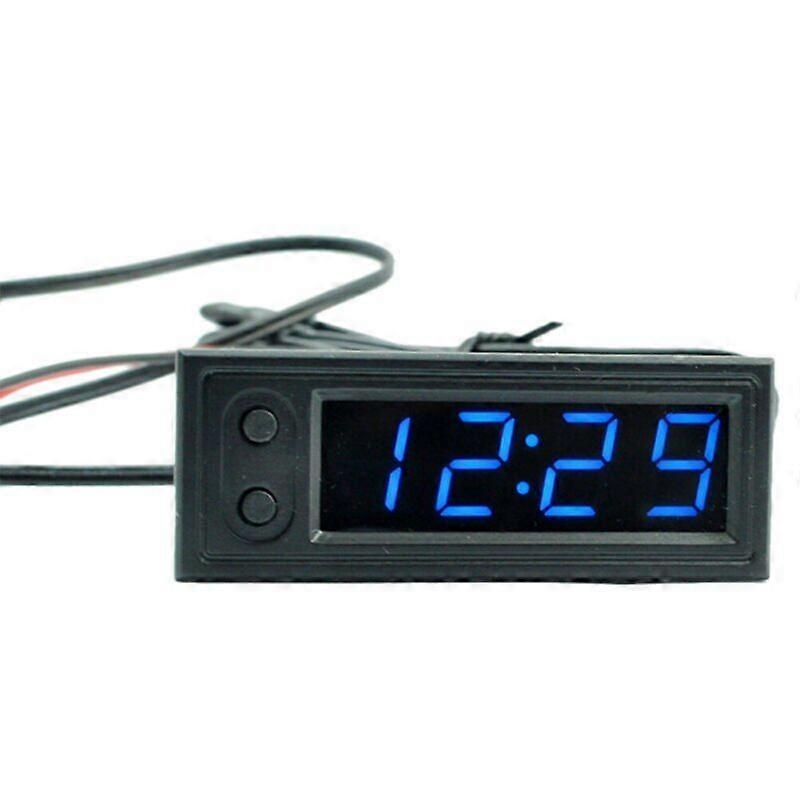 Mini Car Digital Clock Thermometer Voltmeter 3 IN 1 LED Display Digital Timer Voltmeter Interior Electronic Accessories