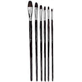 6 Stück Malerei Pinsel Wiesel Haar Birke Griff Gouache Aquarell Zeichnung Stift Kunst Zubehör Gerade Zahl Satz