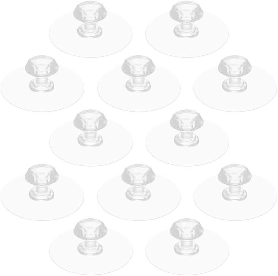 Self-Adhesive Drawer Knobs - 12 Pieces, Round Self-Adhesive Handles, Transparent Drawer Knobs, No Drilling Required (Transparent, Diameter: 6.5cm)