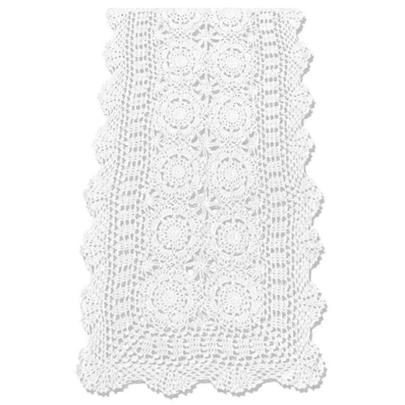 Algodão Handmade Crochê Lace Table Runner Branco Retângulo Decora de Cômodo de Mesa de Café