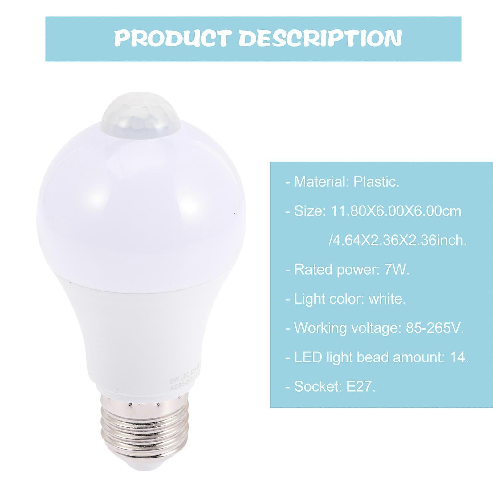 LED Sensor Light Bulb 7W Sensor Lamp Bulb E27 Screw Base Sensor Light Bulb