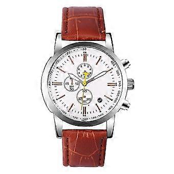 Fashionable Men Women Wristwatch Analog PU Band Wrist Watch(Brown)