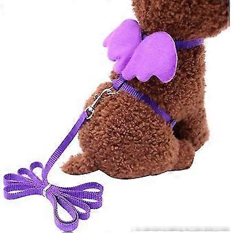 Cute Purple Nylon Pet Harness with Mini Wings Size S