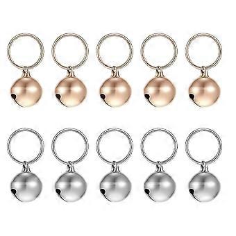 Gold and Silver Hanging Bells Set, 10 Pack Metal Pet Collar Replacement Charm with Ringing Sound