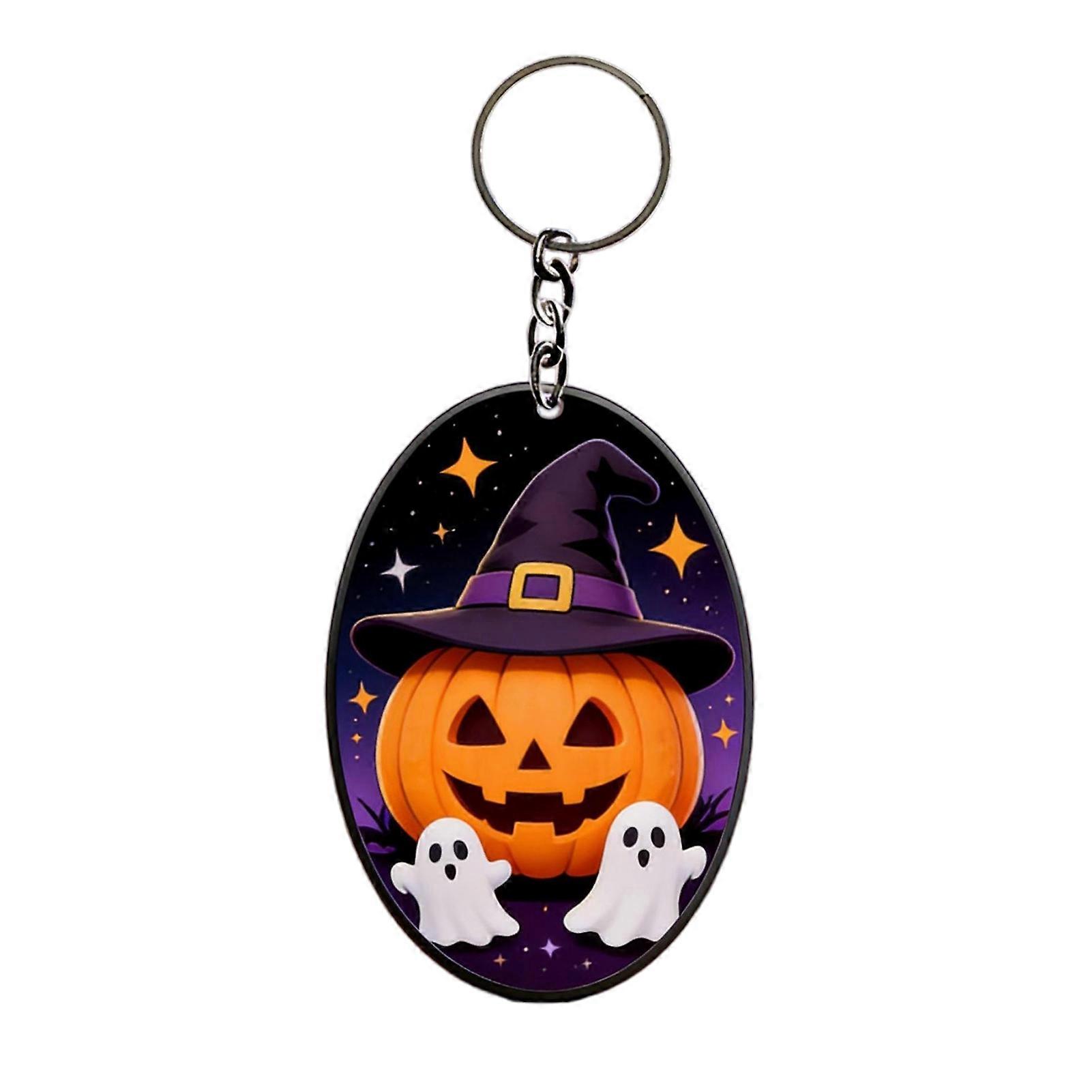 Pumpkin Ghost Acrylic Keychain for Festive Halloween Accessory