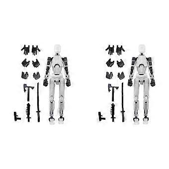 2X Robot Action Figure, 3D Printed with Full Articulation compatible with Stop Motion Animation White